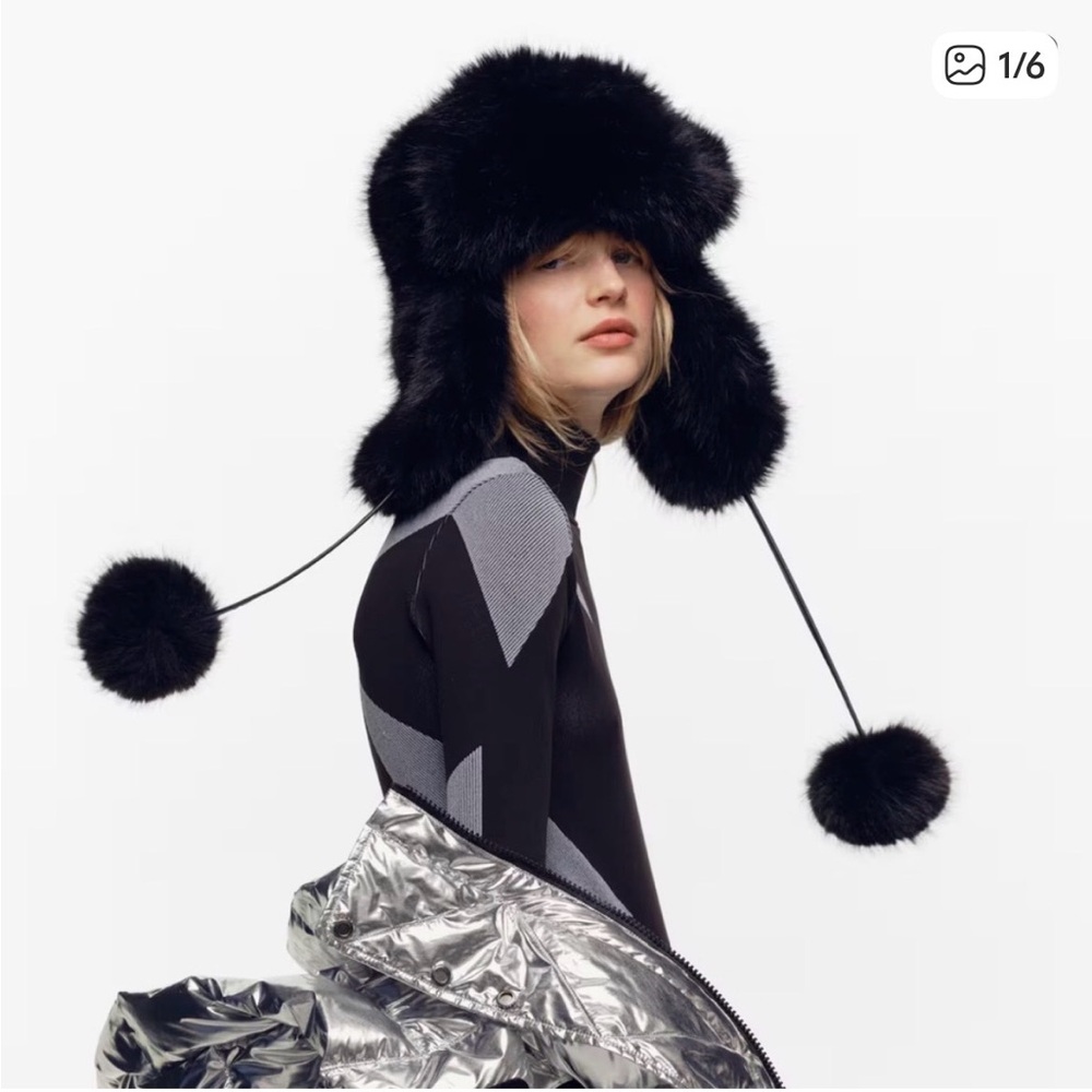 Perfect Moment H&M Chic Black Faux Fur Trapper Hat